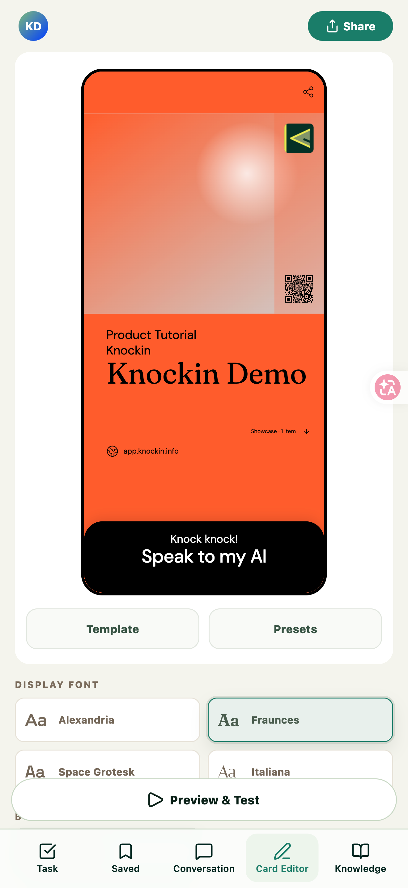 Figure 01 | Card Editor home and bottom navigation