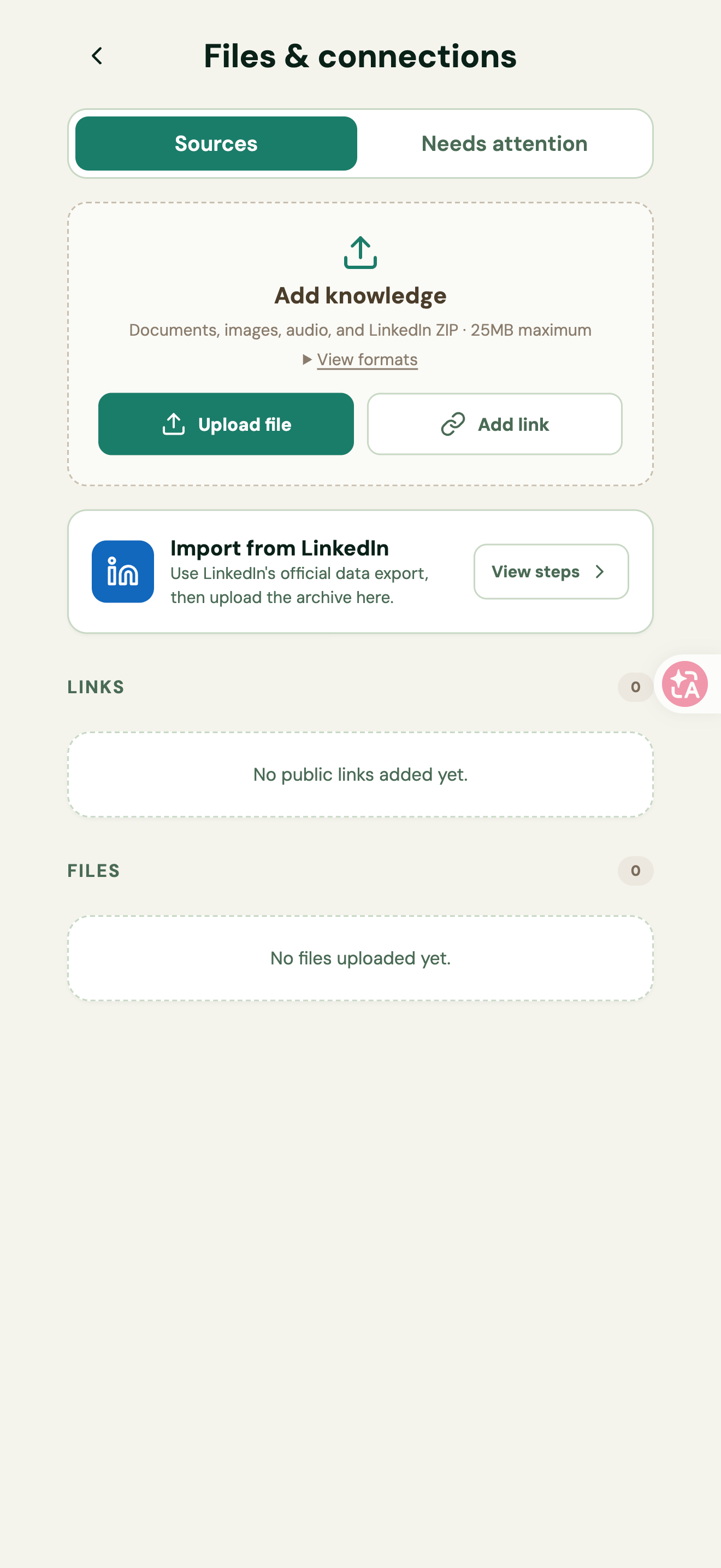 Figure 15 | Upload file in Files & connections