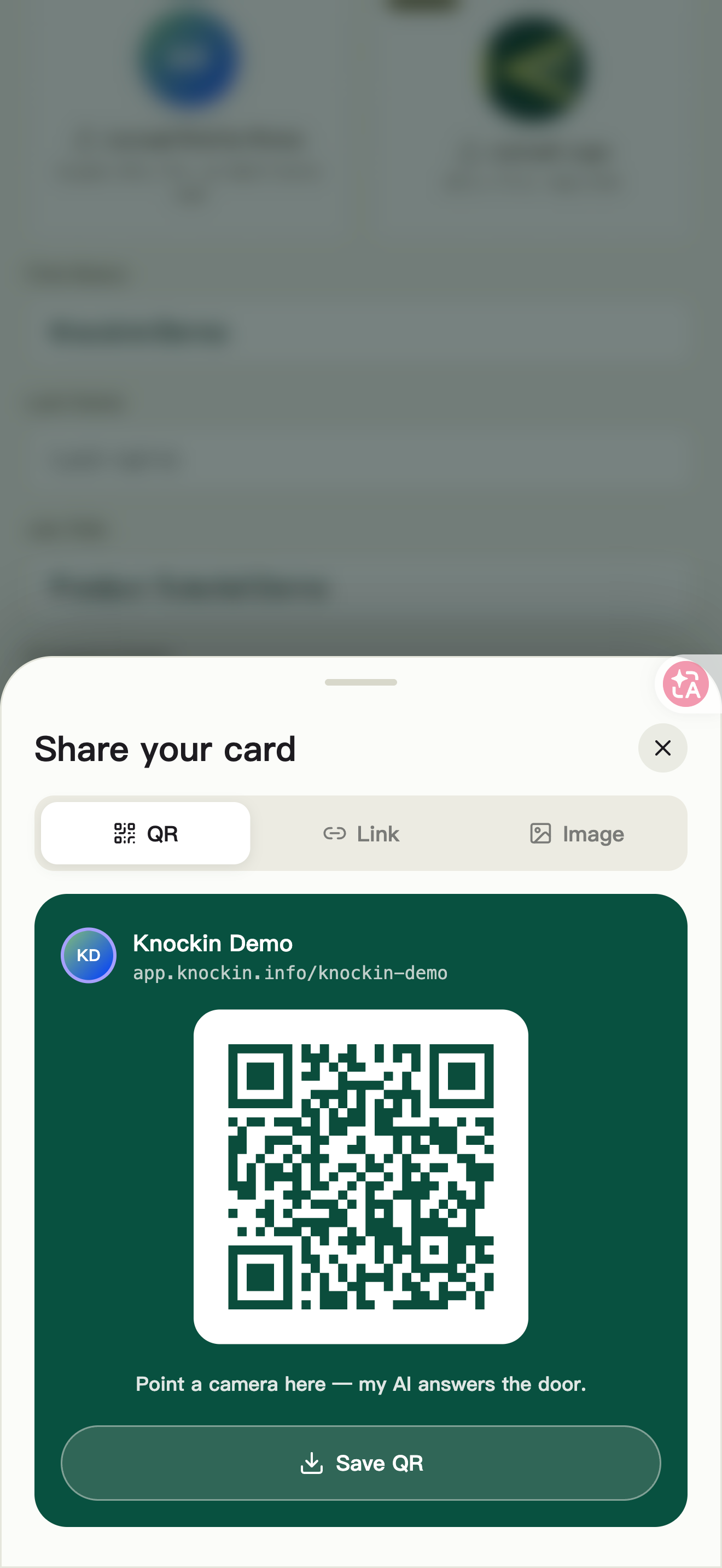 Figure 31 | QR sharing and Save QR