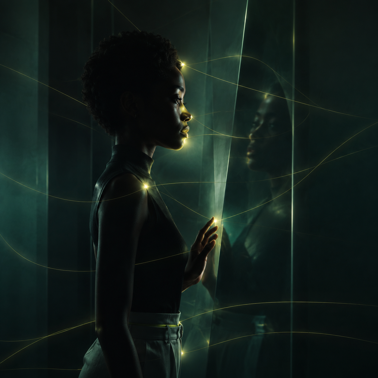 A layered portrait suggesting memory